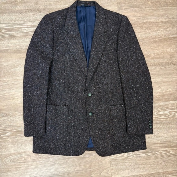 Vintage Scotland Wool Tweed Mens Gray Brown Sport Coat Blazer Jacket 42R - Picture 4 of 16